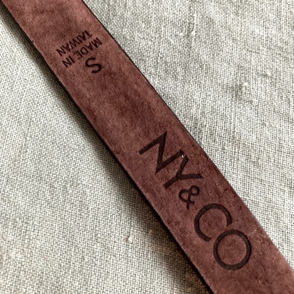 Belt NEW YORK & COMPANY Brown Leather Silver Size Small